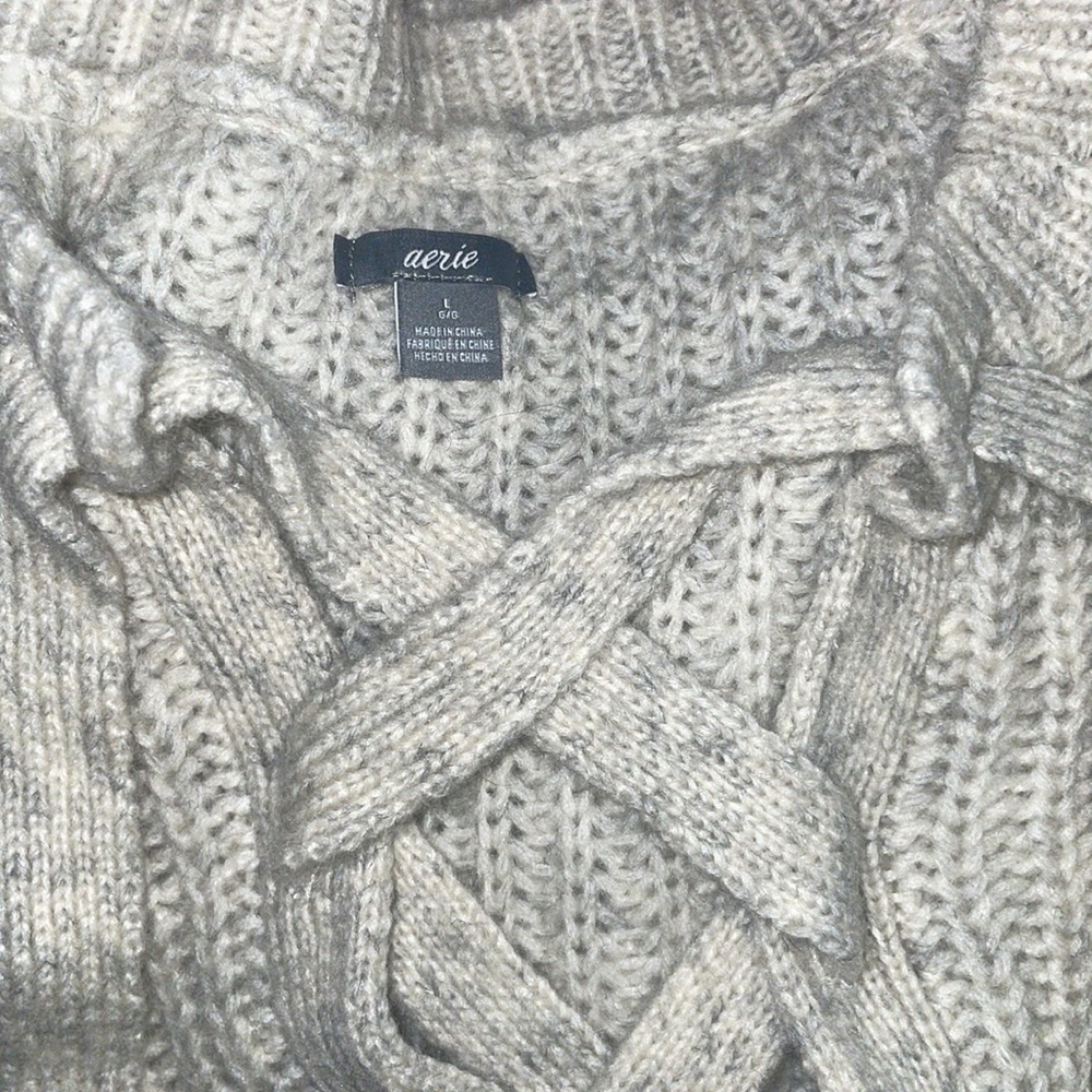 Aerie Knit Lace Up Sweater
